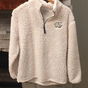 Ivory Ella Quarter Zip Sherpa White Medium
